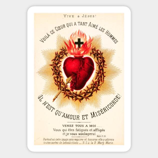 The Sacred Heart of Jesus, circa 1880. Sticker by WAITE-SMITH VINTAGE ART